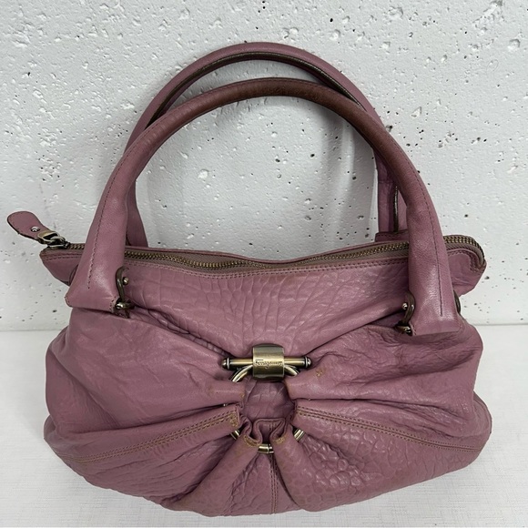 Salvatore Ferragamo Gancini Mauve Purple Leather Shoulder Bag BW-21 B105 READ - Picture 1 of 16